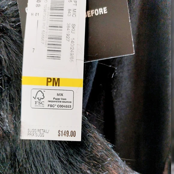 Jones New York Petite Black Fur Collar Wool Blend Sequins Cardigan Sz PM NWT - Picture 7 of 9